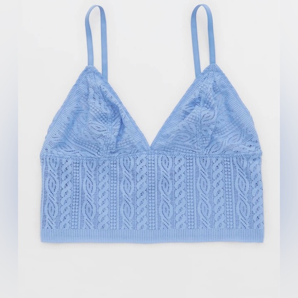 Aerie Cable Lace Longline Bralette Blue Size L (36B, 36C, 38B) - Picture 4 of 7